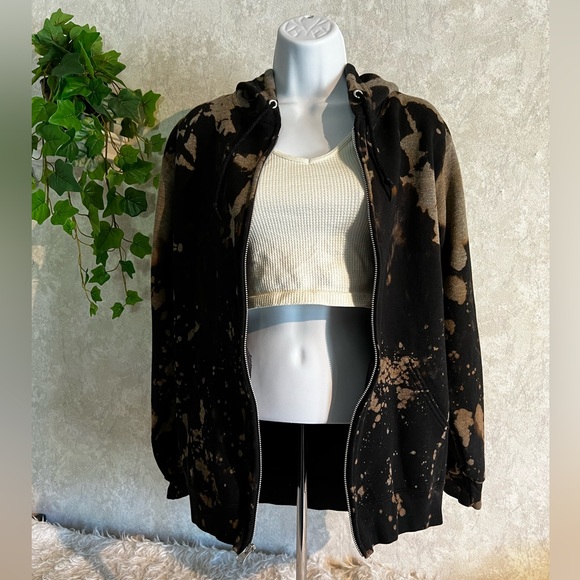 NWOT🎨 “coffee & cream”☕️ Custom zip hoodie jacket - Picture 2 of 5